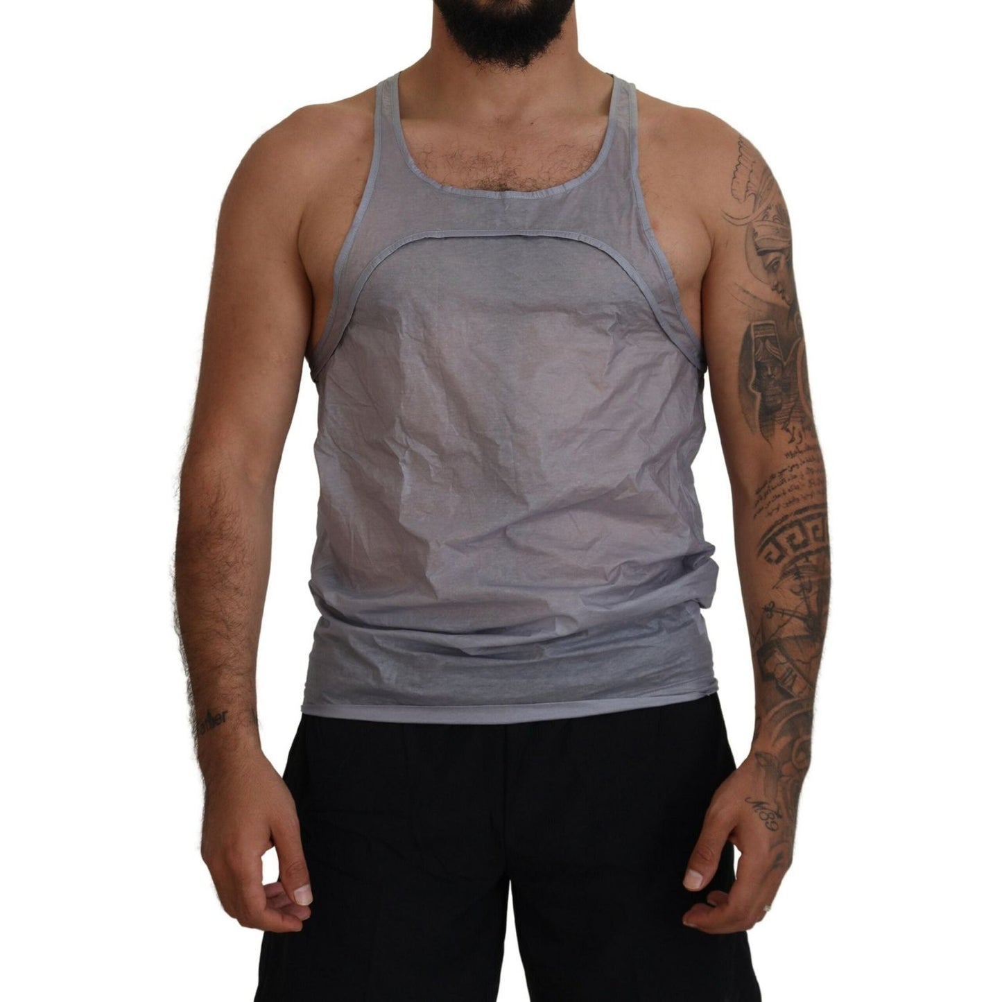 Light Gray Cotton Sleeveless Tank Men Top T-shirt