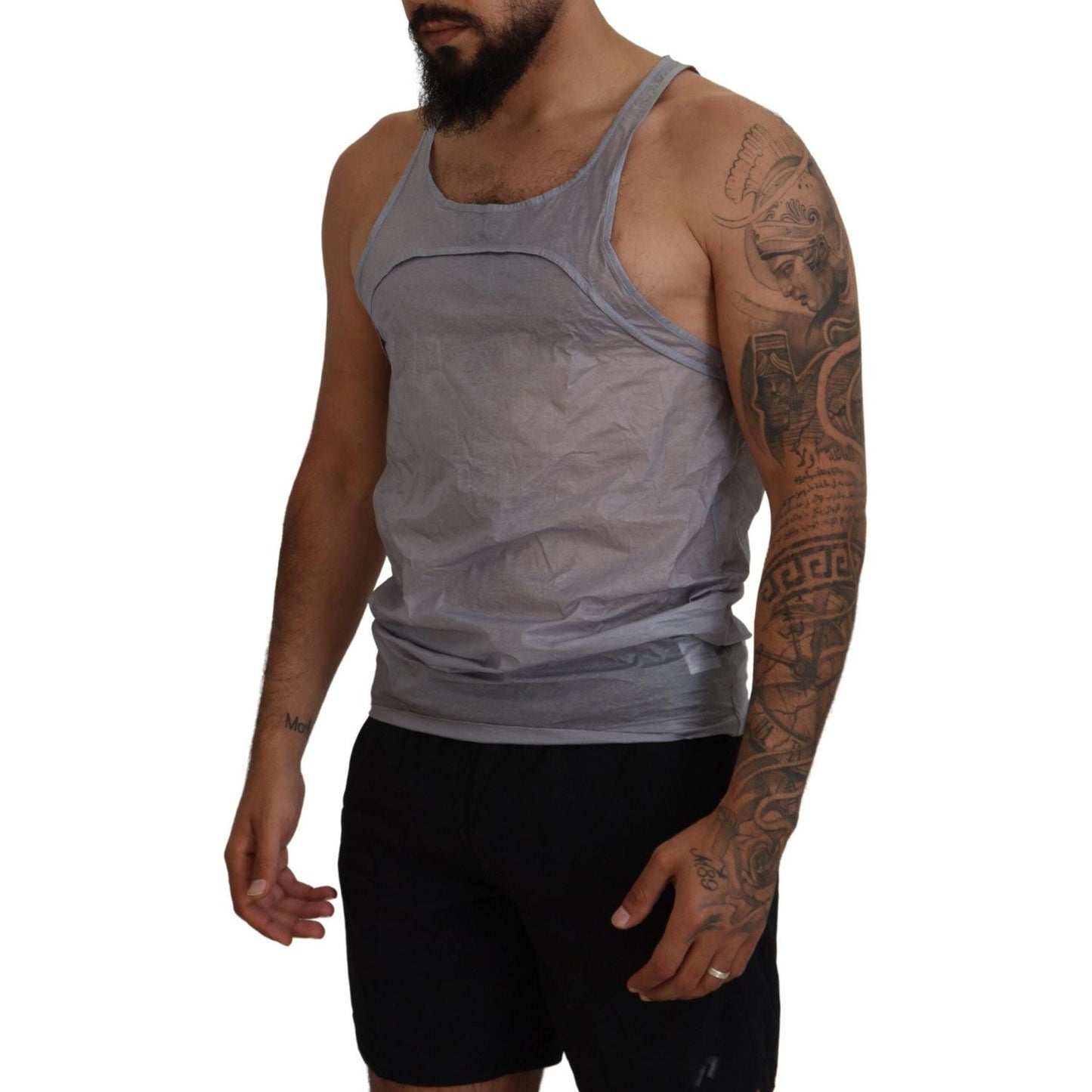 Light Gray Cotton Sleeveless Tank Men Top T-shirt