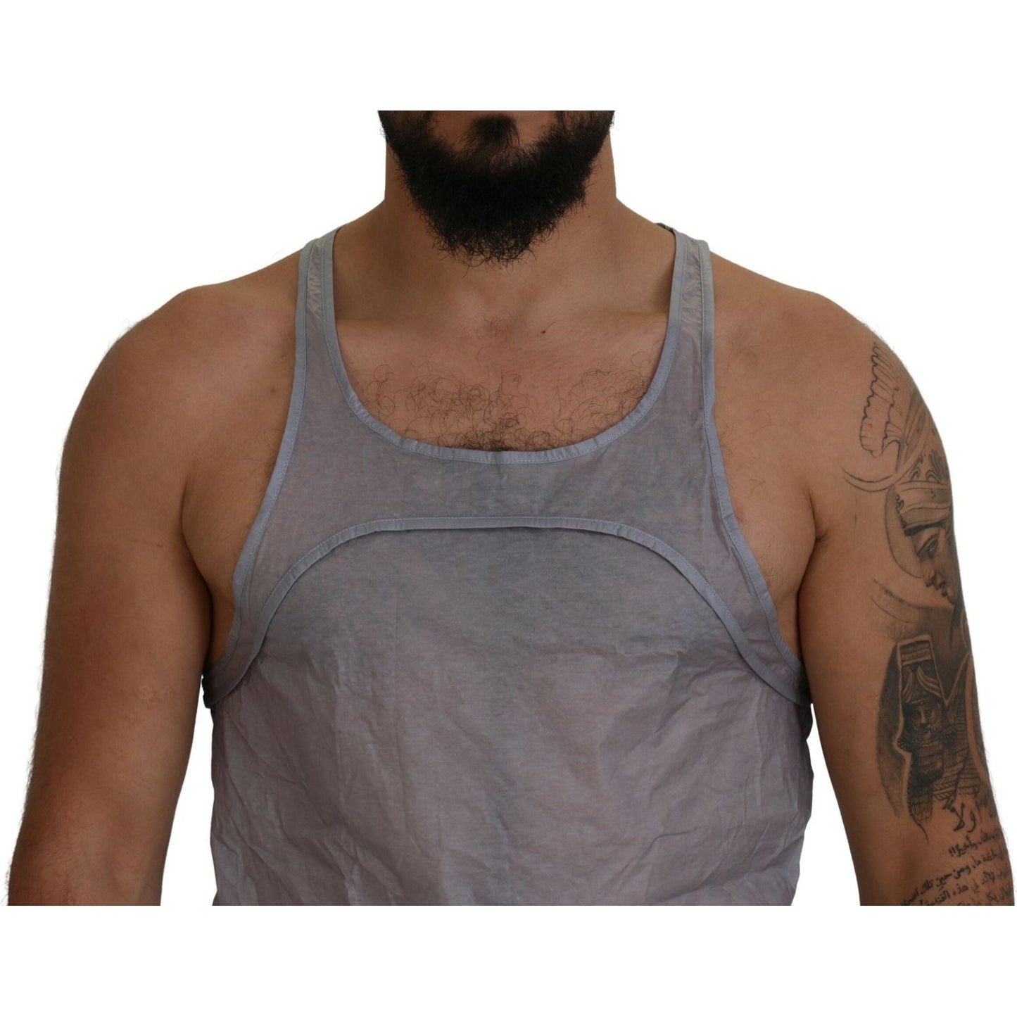 Light Gray Cotton Sleeveless Tank Men Top T-shirt