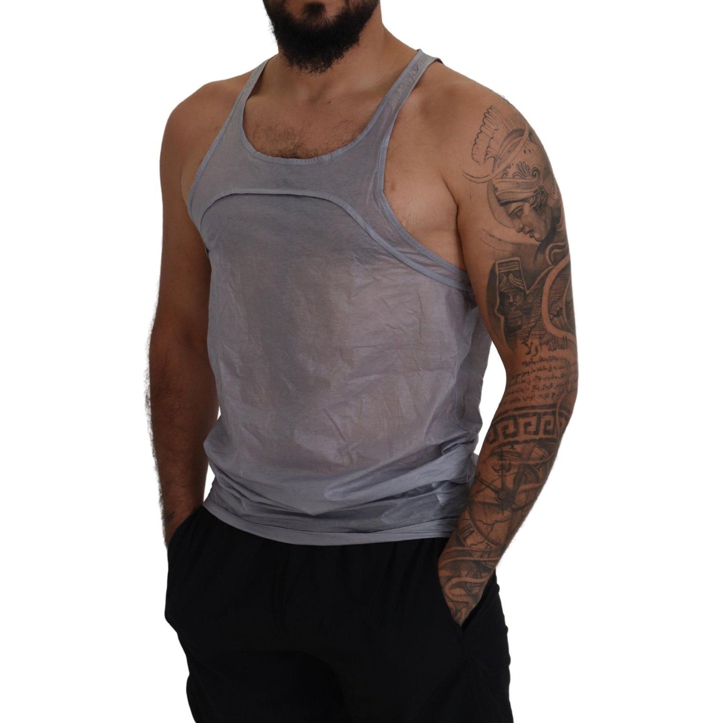 Light Gray Cotton Sleeveless Tank Men Top T-shirt