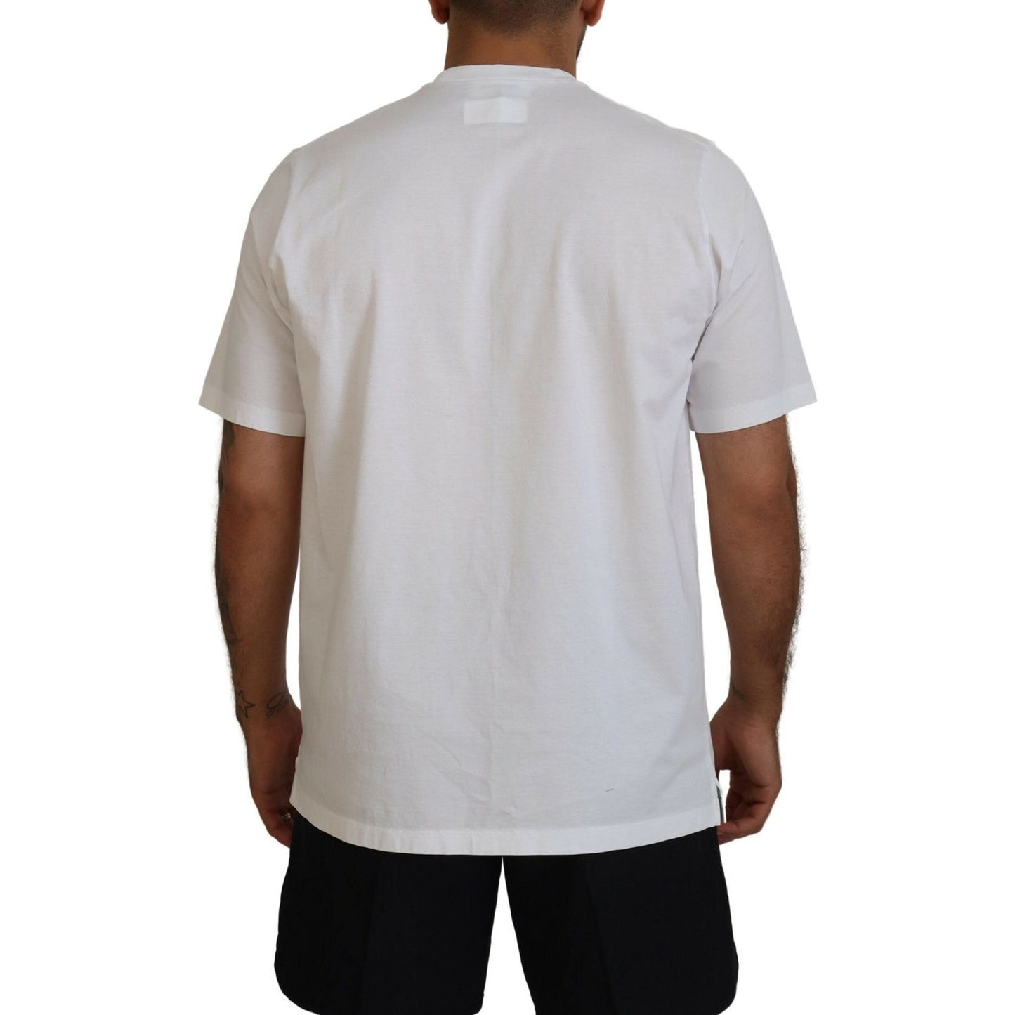 White Cotton Short Sleeves Crewneck T-shirt