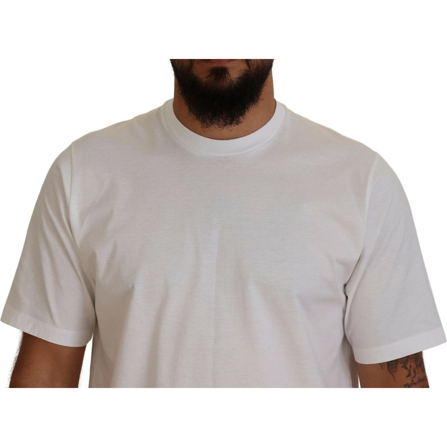 White Cotton Short Sleeves Crewneck T-shirt