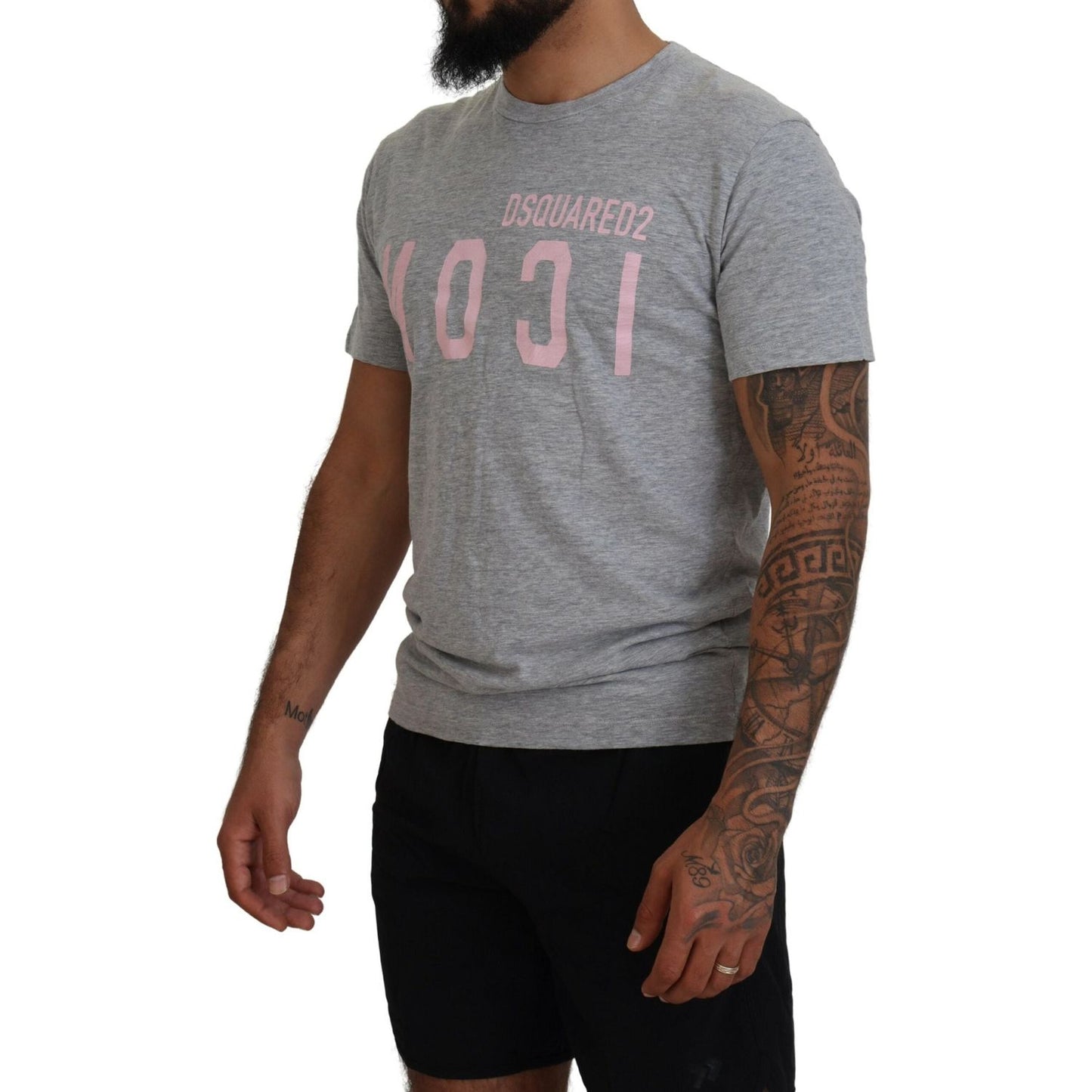 Gray Logo Cotton Short Sleeves Crewneck T-shirt