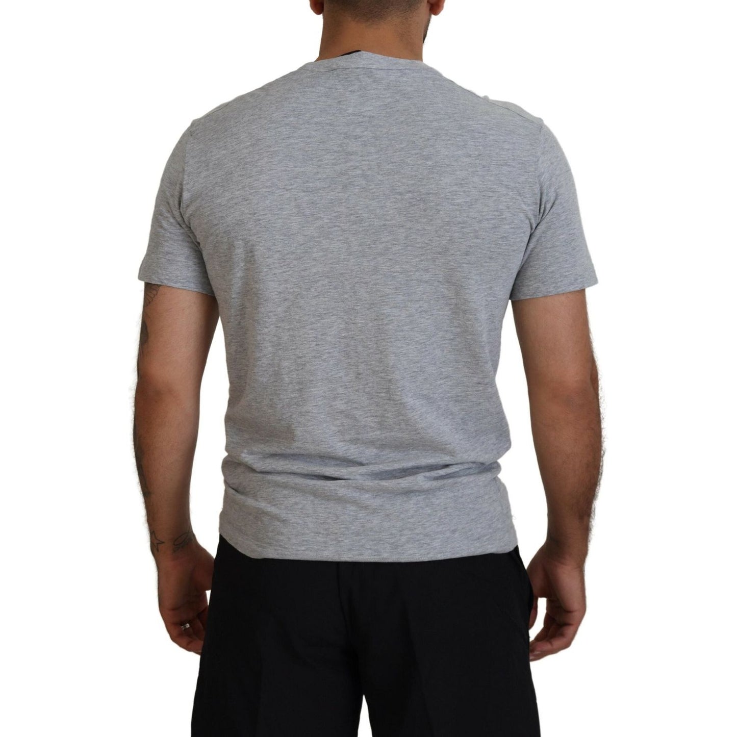 Gray Logo Cotton Short Sleeves Crewneck T-shirt