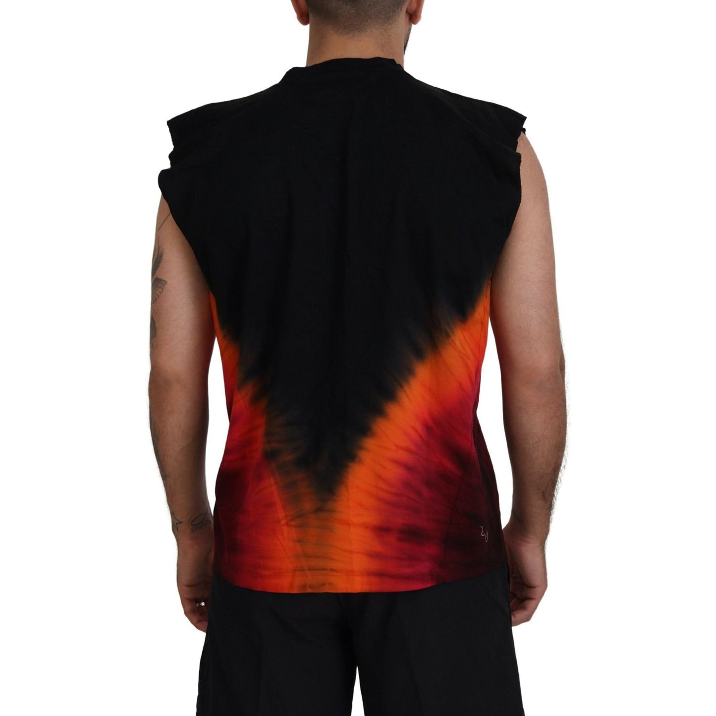 Black Orange Cotton Sleeveless Tank T-shirt