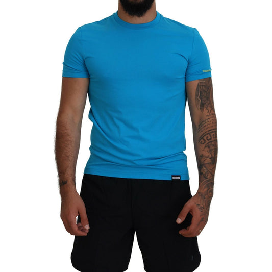 Blue Modal Short Sleeves Crewneck T-shirt