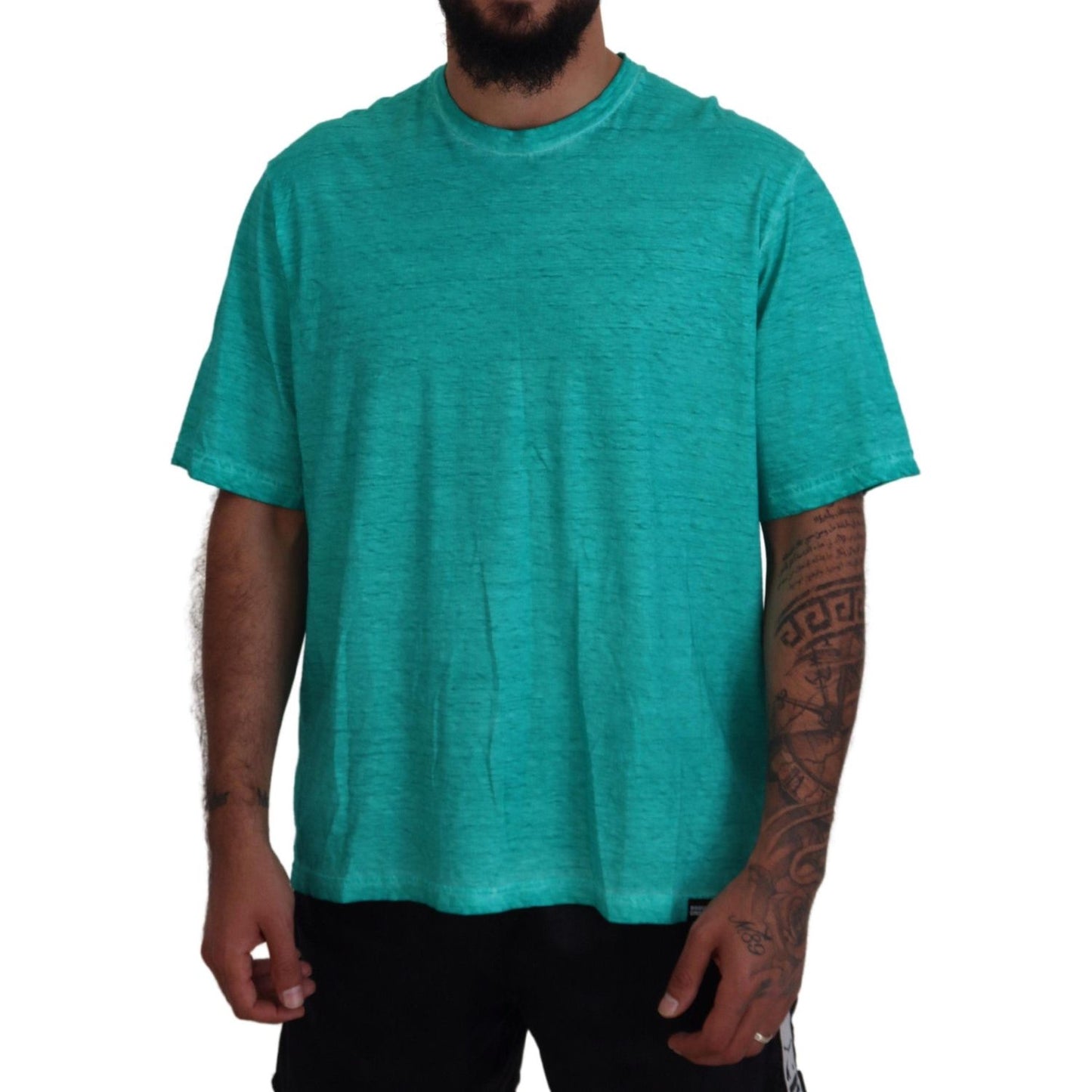 Light Green Cotton Linen Short Sleeves T-shirt