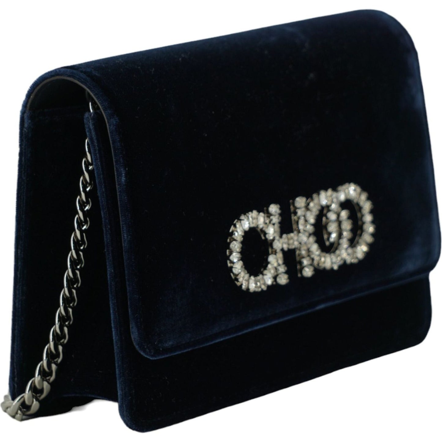 Navy Blue Leather And Satin Shoulder Bag