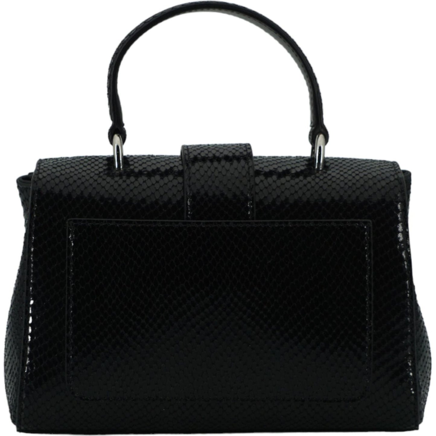 Black Leather Top Handle Shoulder Bag