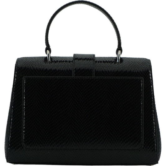 Black Leather Top Handle Shoulder Bag