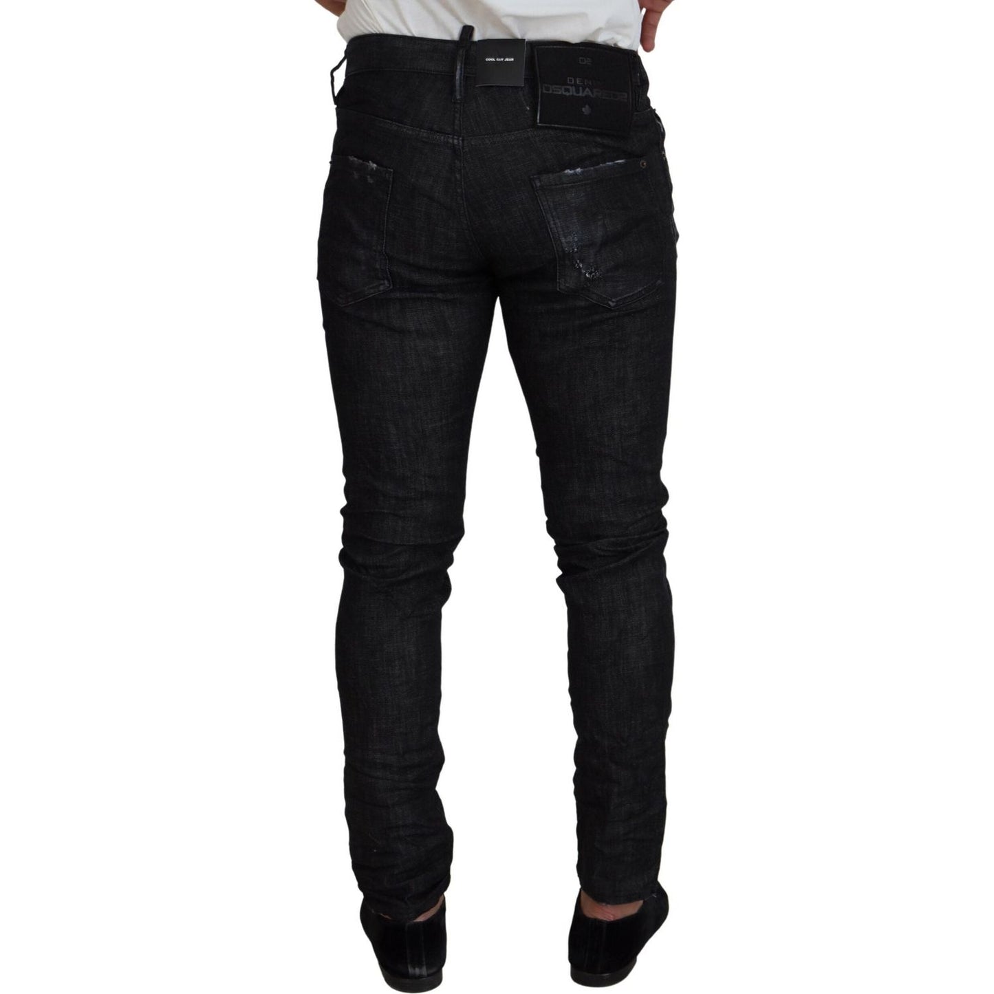 Black Washed Low Waist Skinny Men Denim Jeans