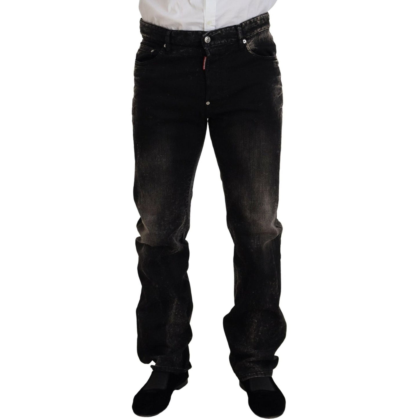 Black Washed Cotton Straight Fit Casual Denim Jeans