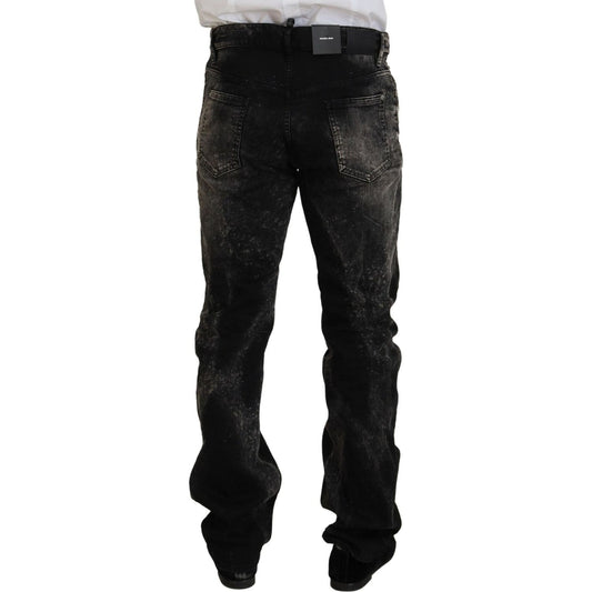 Black Washed Cotton Straight Fit Casual Denim Jeans