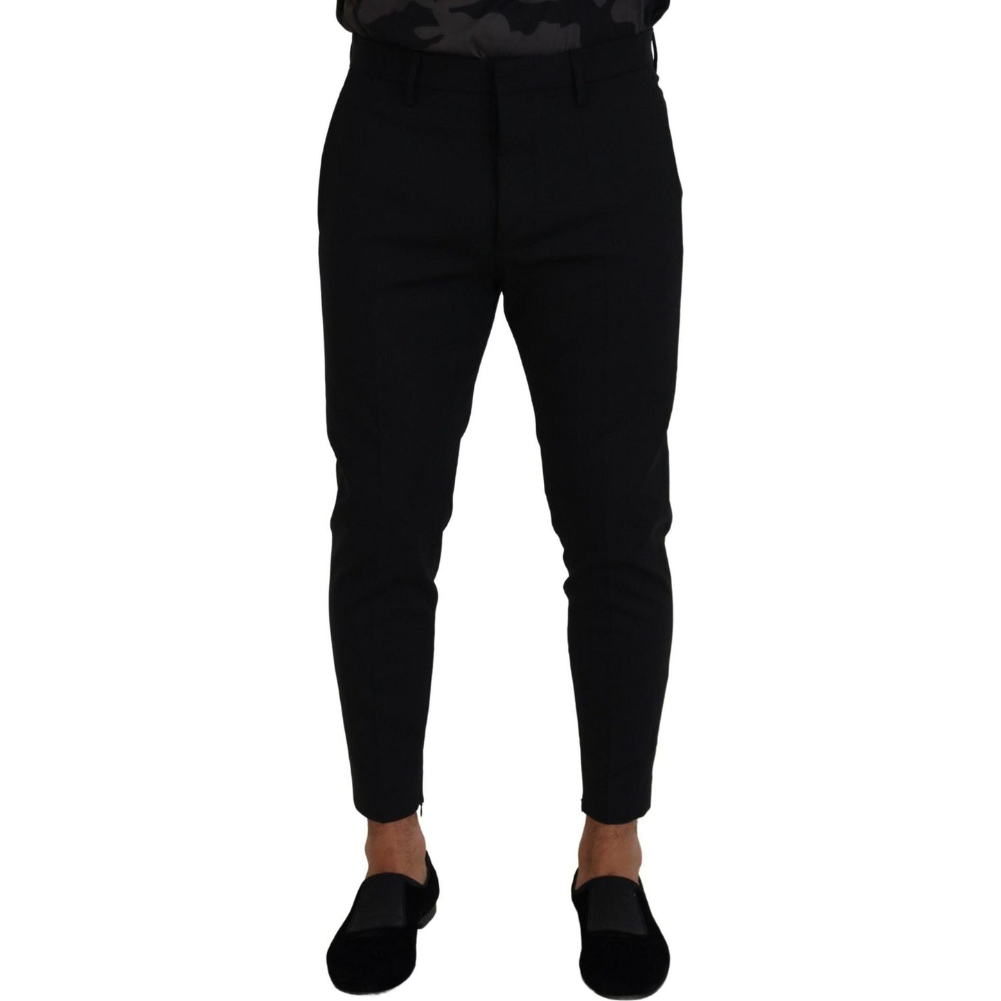 Black Wool Tapered Slim Fit Men Pants