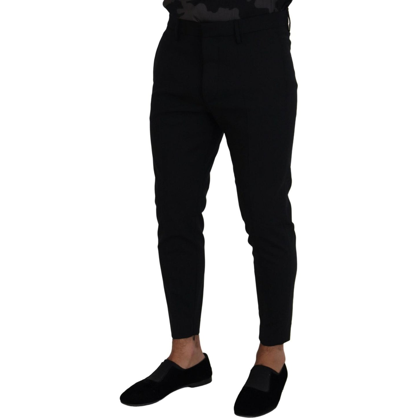 Black Wool Tapered Slim Fit Men Pants