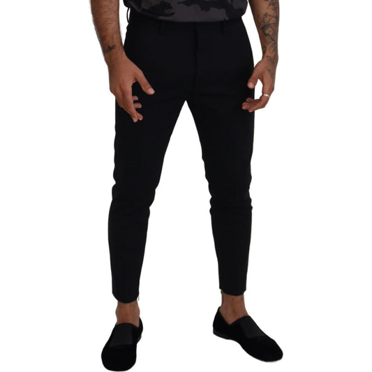 Black Wool Tapered Slim Fit Men Pants