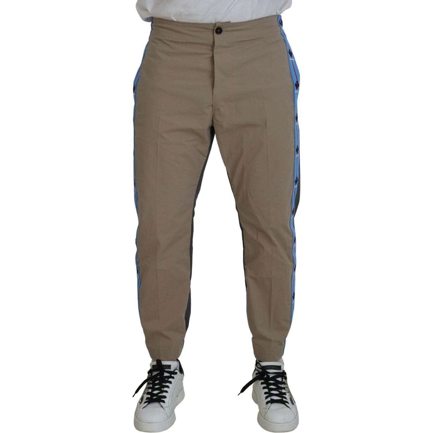 Cotton Brown Gray Two Tone Men Casual Pants