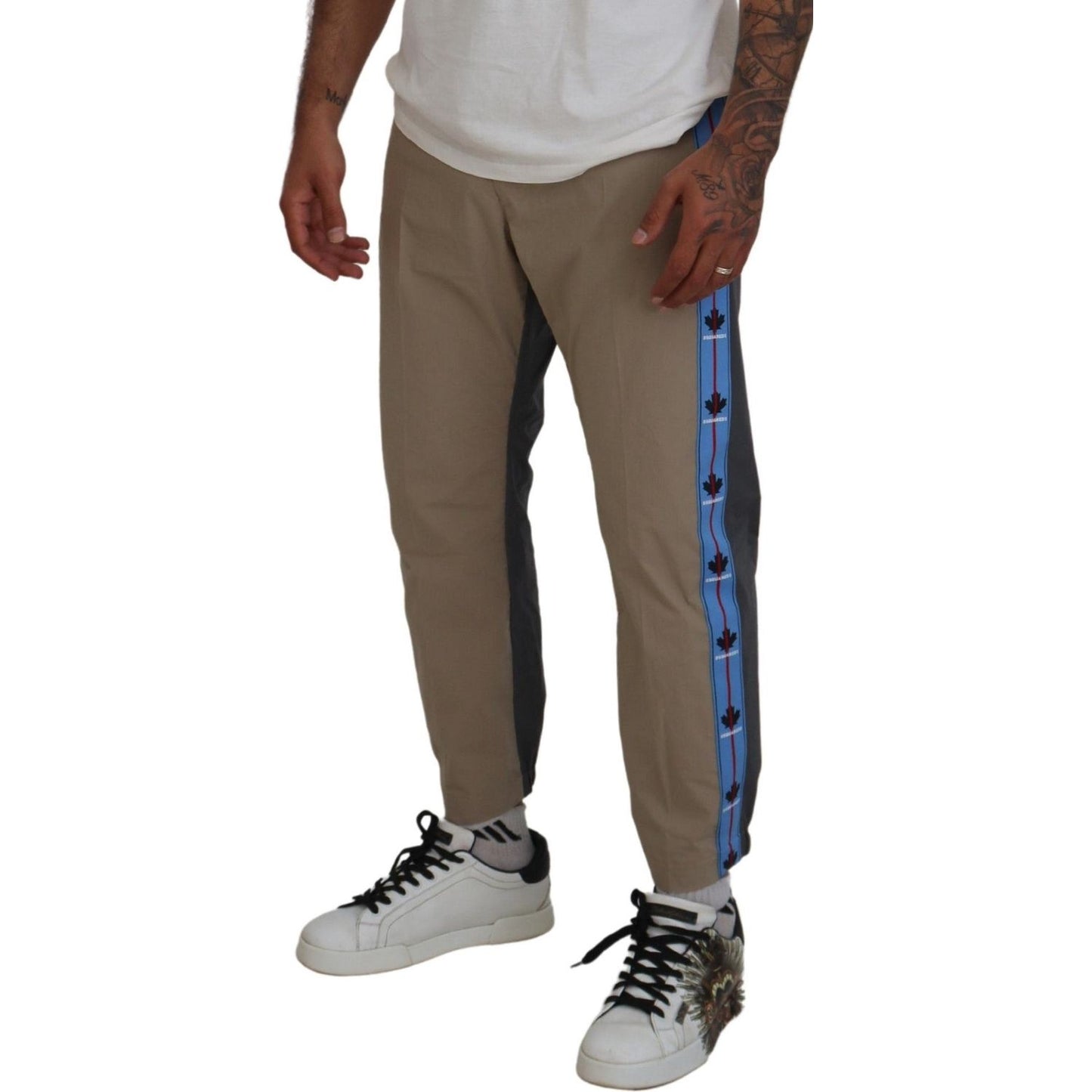 Cotton Brown Gray Two Tone Men Casual Pants