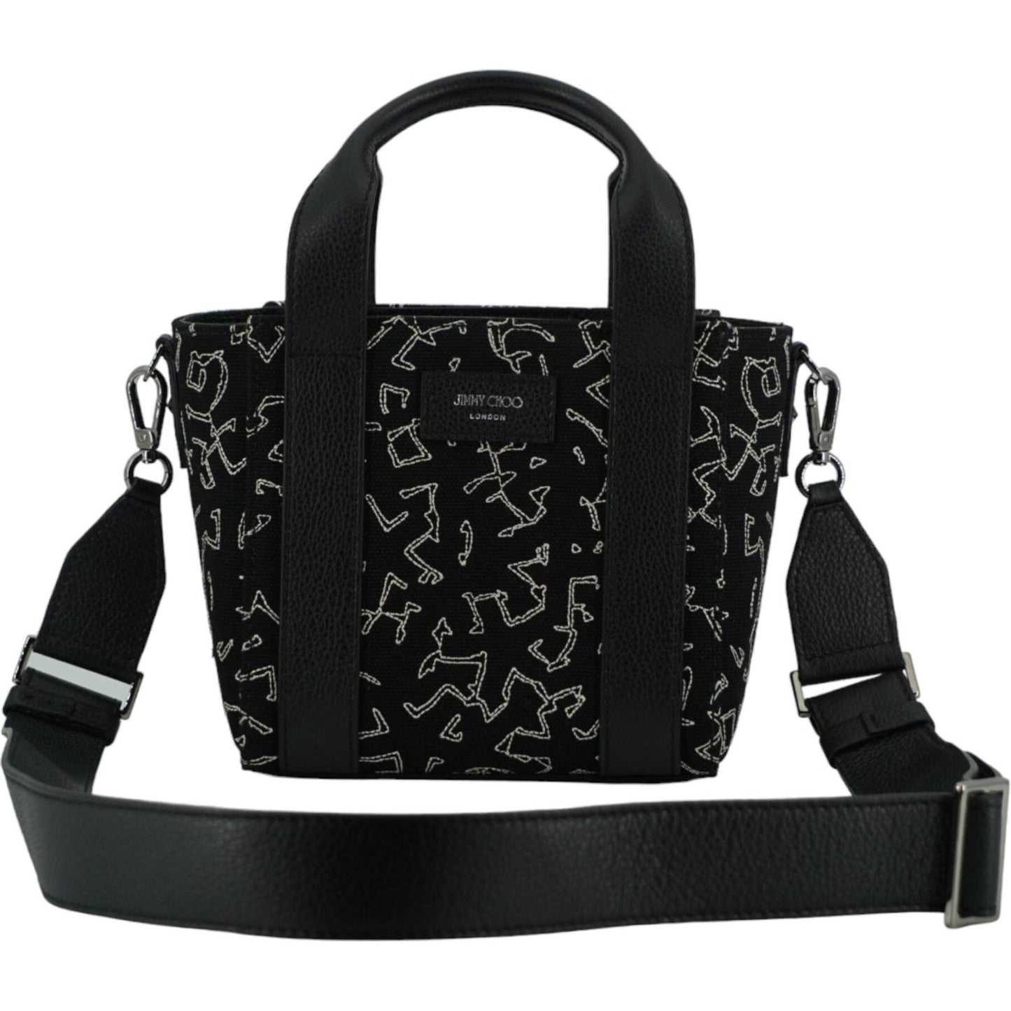 Black Leather and Canvas Small Tote Bag