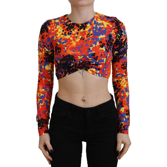 Multicolor Cami Long Sleeves Cropped Blouse Top