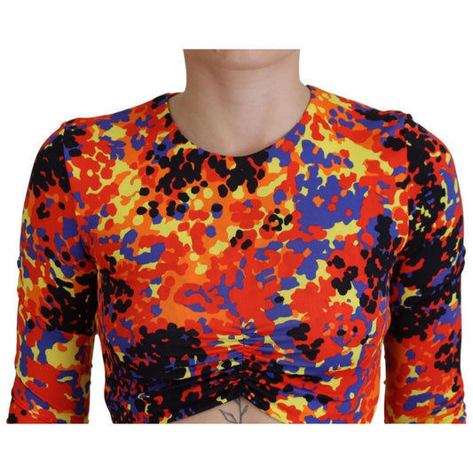 Multicolor Cami Long Sleeves Cropped Blouse Top