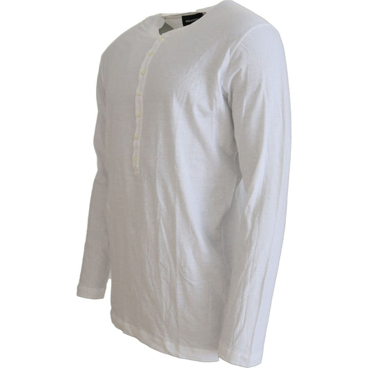 White Cotton Linen Long Sleeves Pullover Sweater