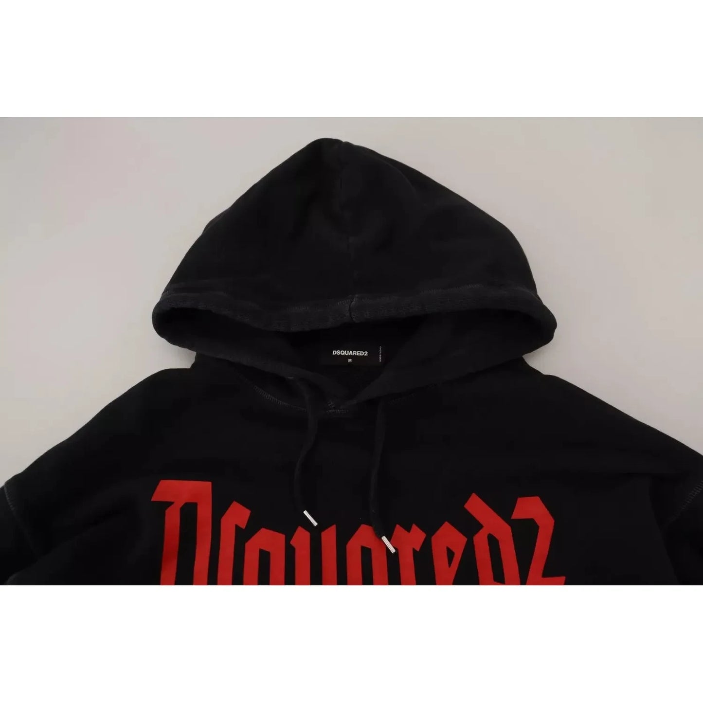 Dsquared² Black Cotton Hooded Printed Men Pullover Sweater