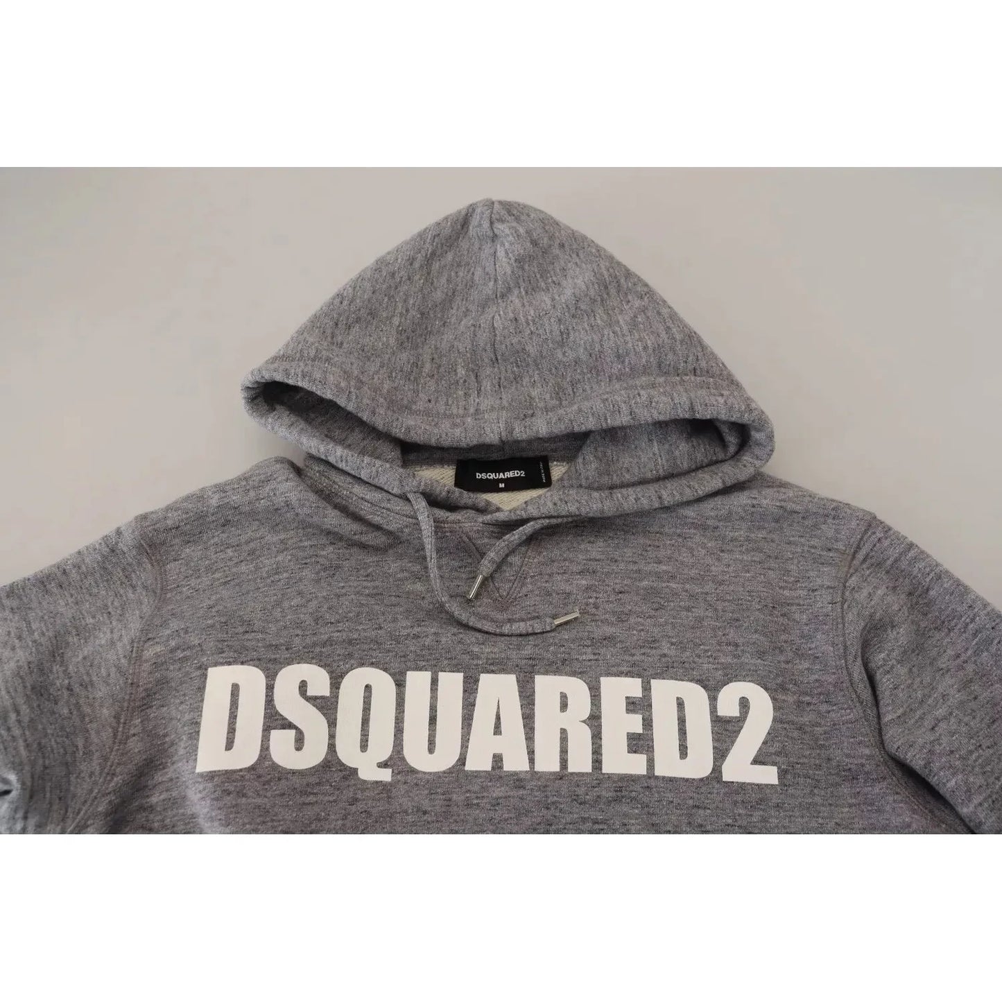 Gray Cotton Hooded Logo Print Men Pullover Sweater