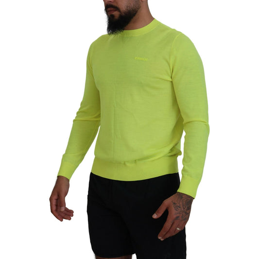 Yellow Green Long Sleeves Men Pullover Sweater