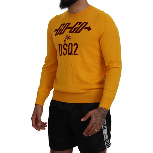 Orange Wool Long Sleeves Men Pullover Sweater