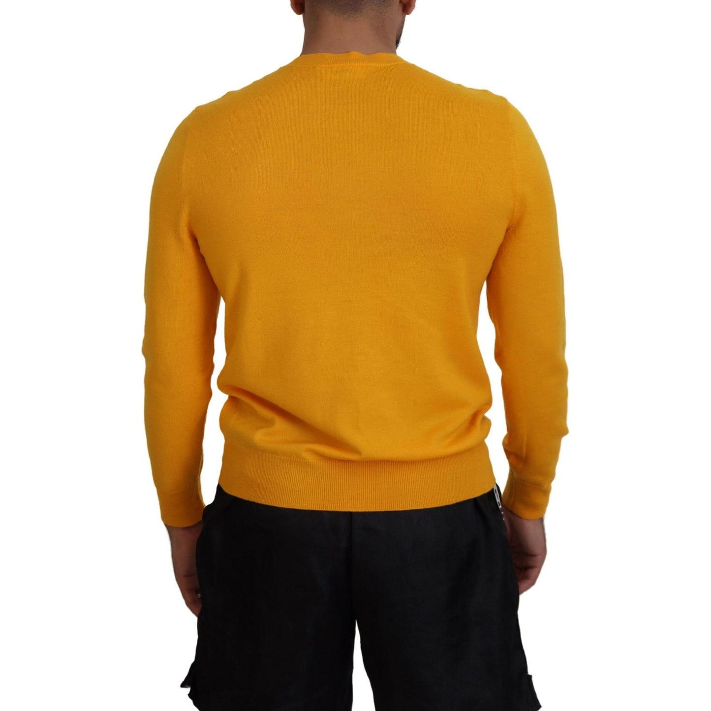 Orange Wool Long Sleeves Men Pullover Sweater