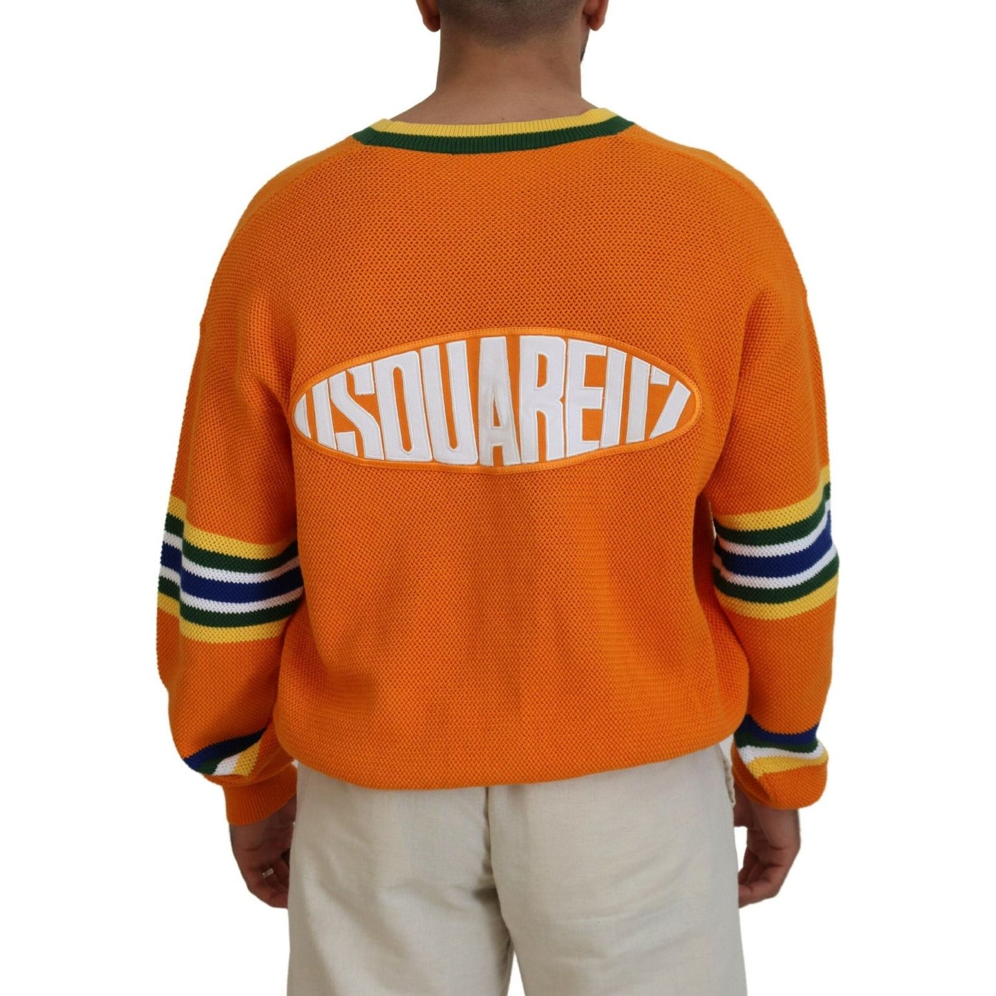 Orange Cotton Long Sleeves Men Cardigan Sweater