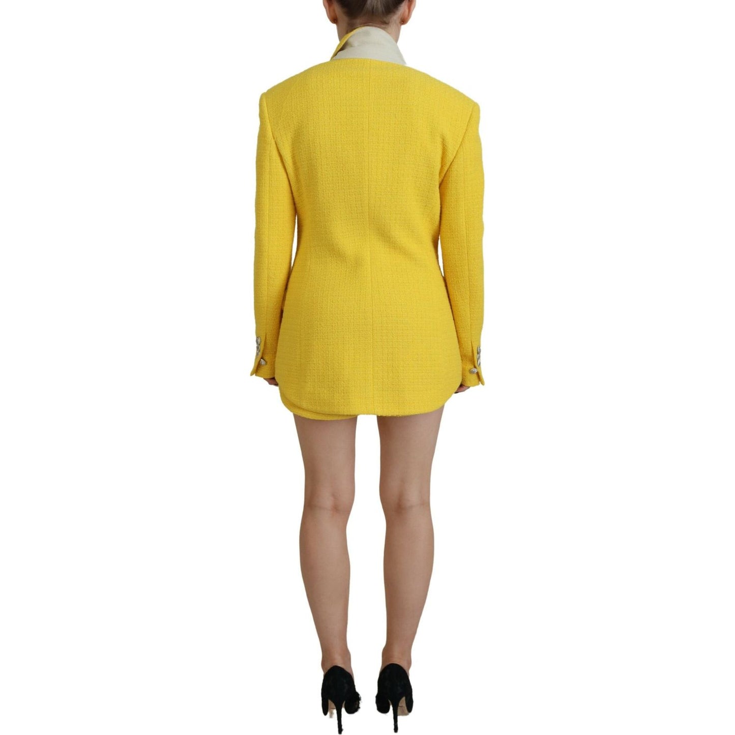 Yellow Peak Double Breasted Suit Blazer Short Set