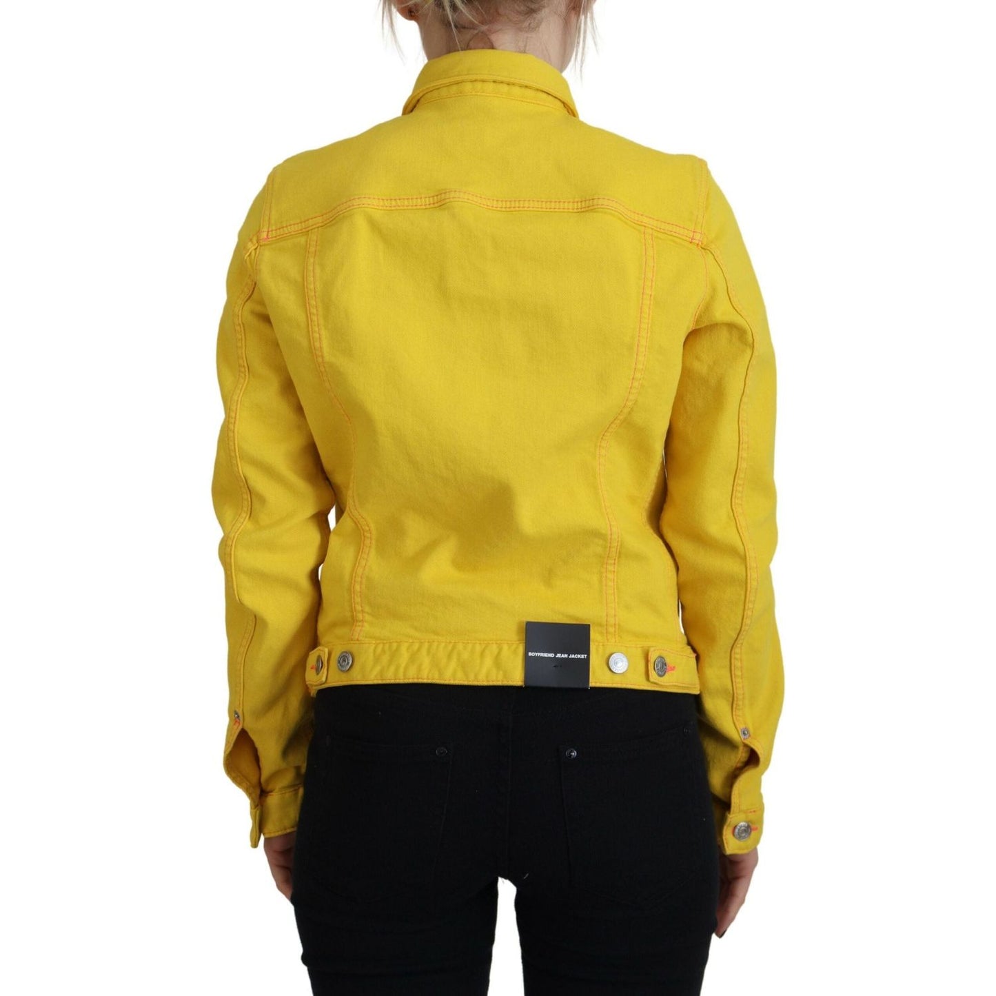 Yellow Collared Long Sleeves Denim Jacket