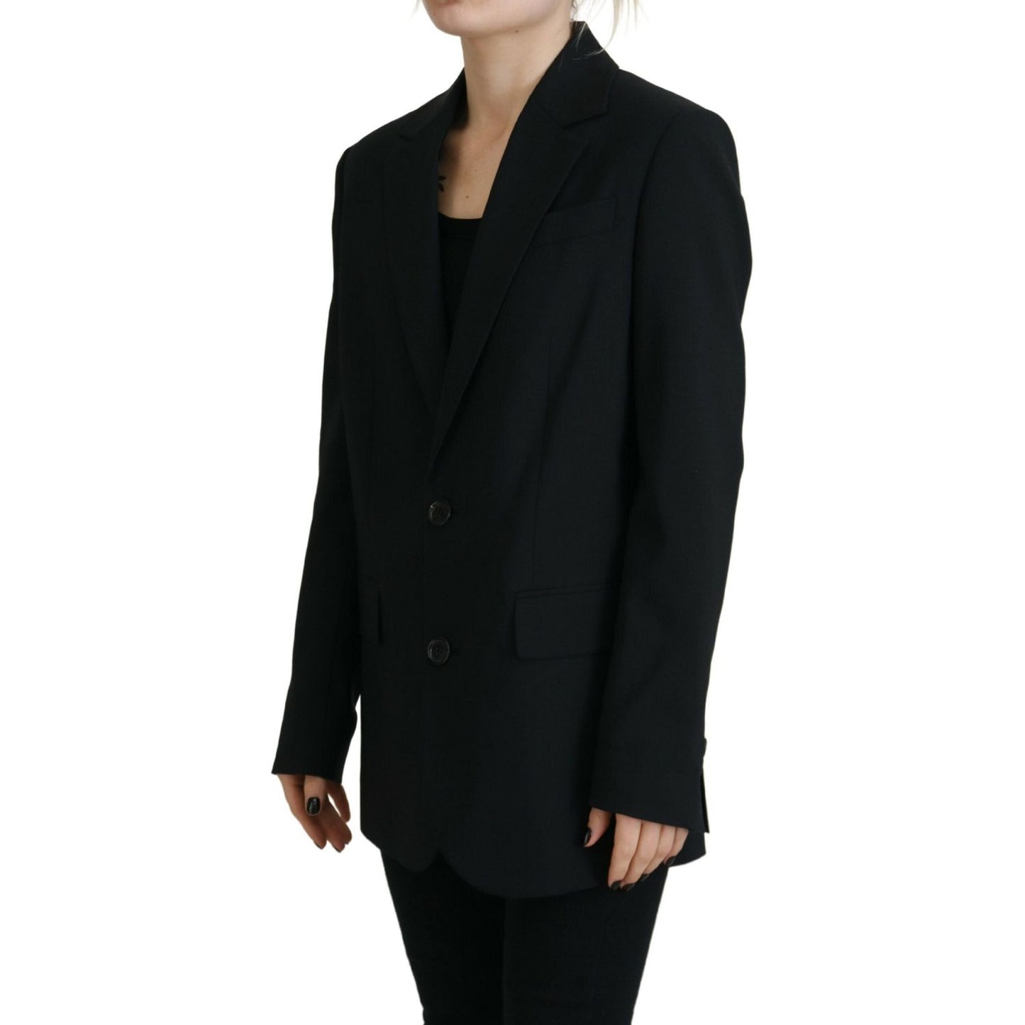 Black Flower Single Breasted Coat Blazer