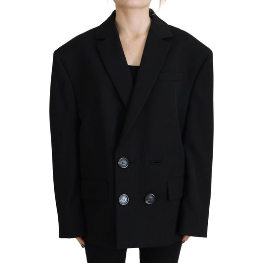 Black Double Breasted Coat Blazer Jacket