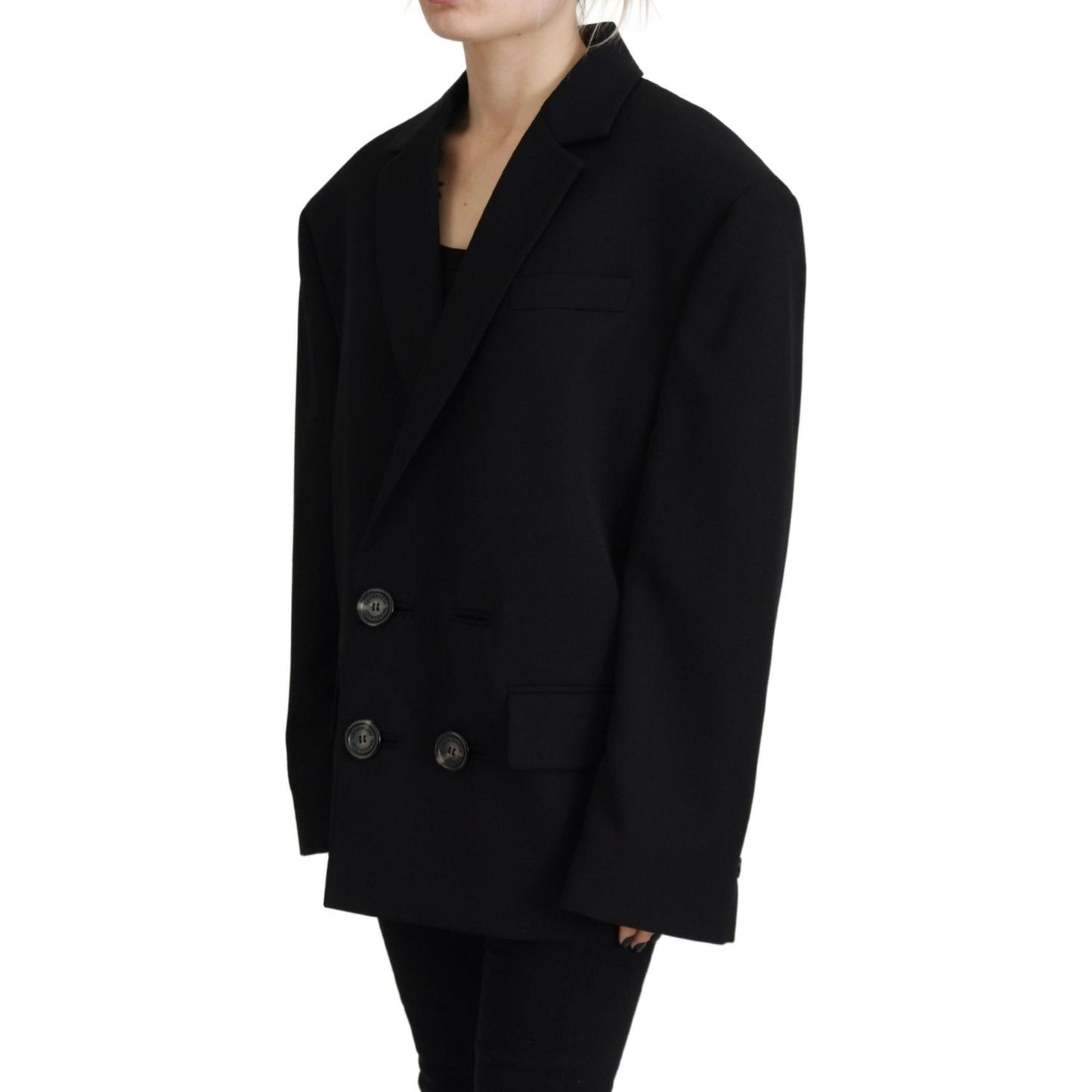 Black Double Breasted Coat Blazer Jacket