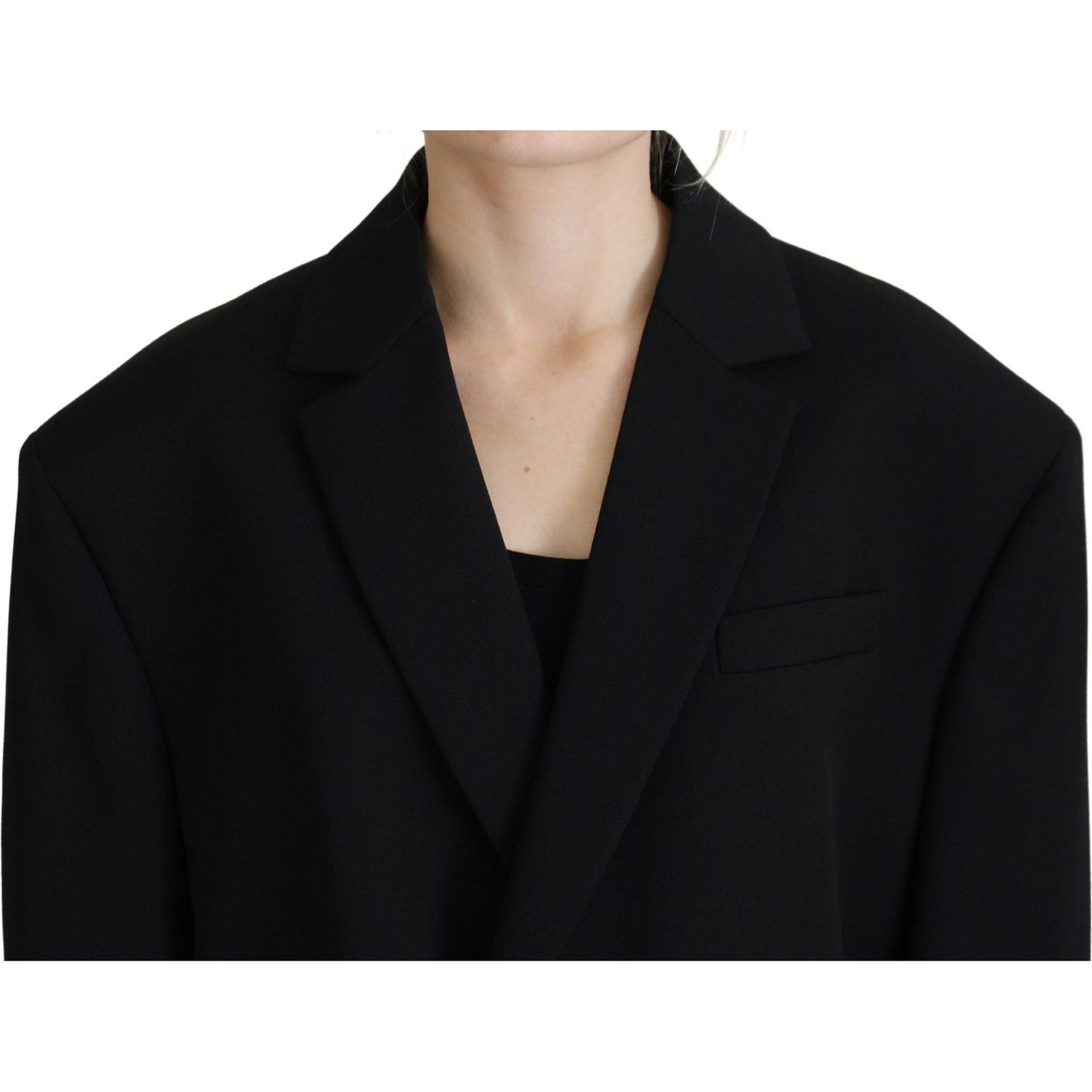 Black Double Breasted Coat Blazer Jacket