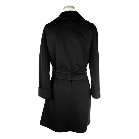 Elegant Black Virgin Wool Women's Coat