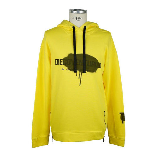 Diego Venturino Elevate Your Style: Sunshine Yellow Cotton Hoodie MAN SWEATERS Diego Venturino