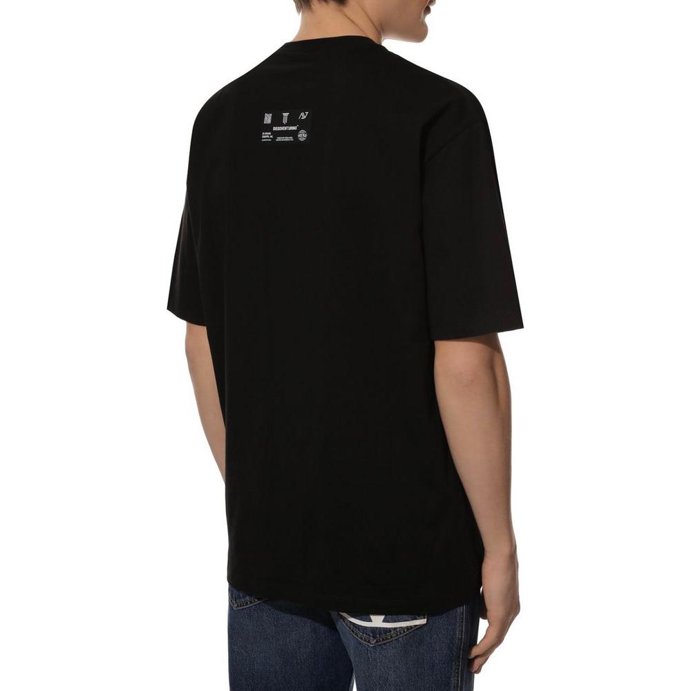 Sleek Black Cotton T-Shirt with Signature Design