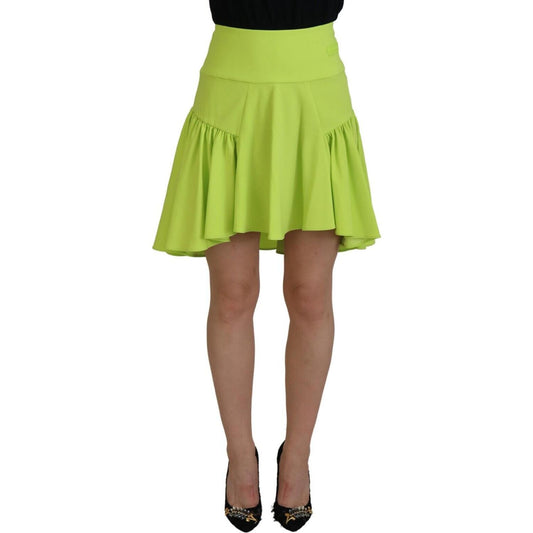 Green High Waist A-line Pleated Mini Women Skirt