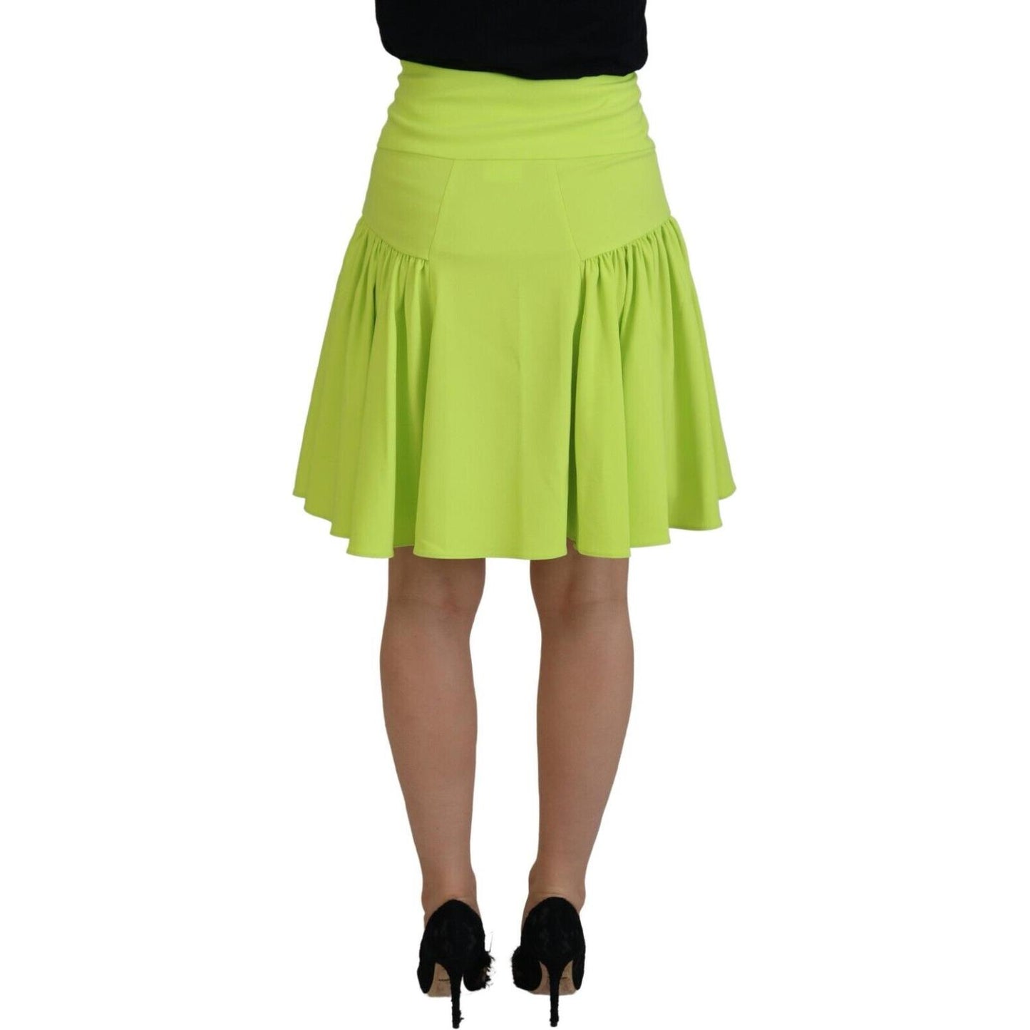 Green High Waist A-line Pleated Mini Women Skirt