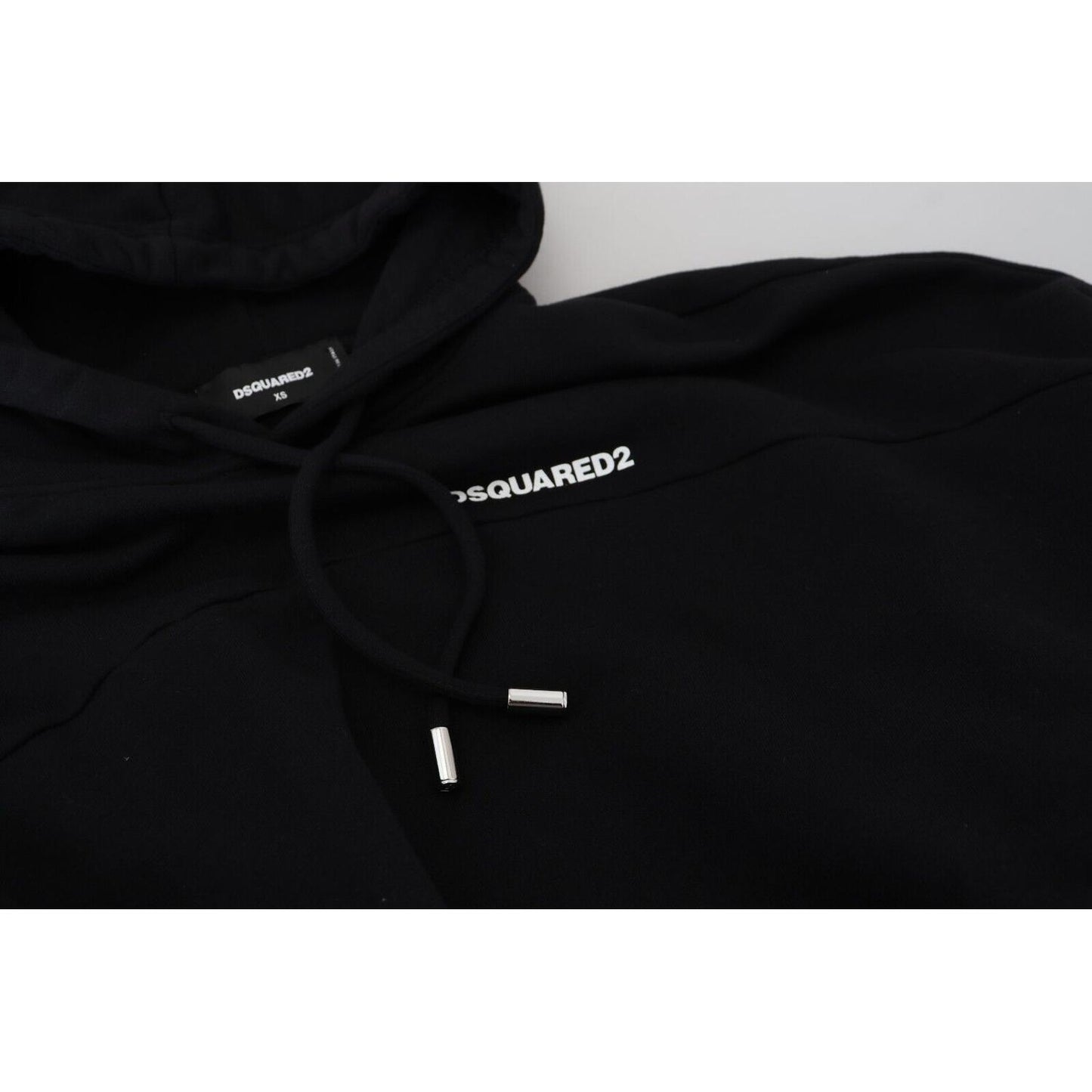 Black Logo Patch Cotton Hoodie Sweatshirt Sweater