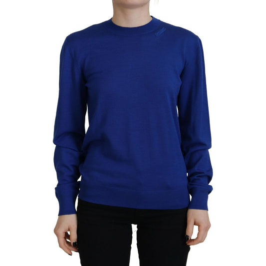 Blue Long Sleeve Crew Neck Casual Sweater