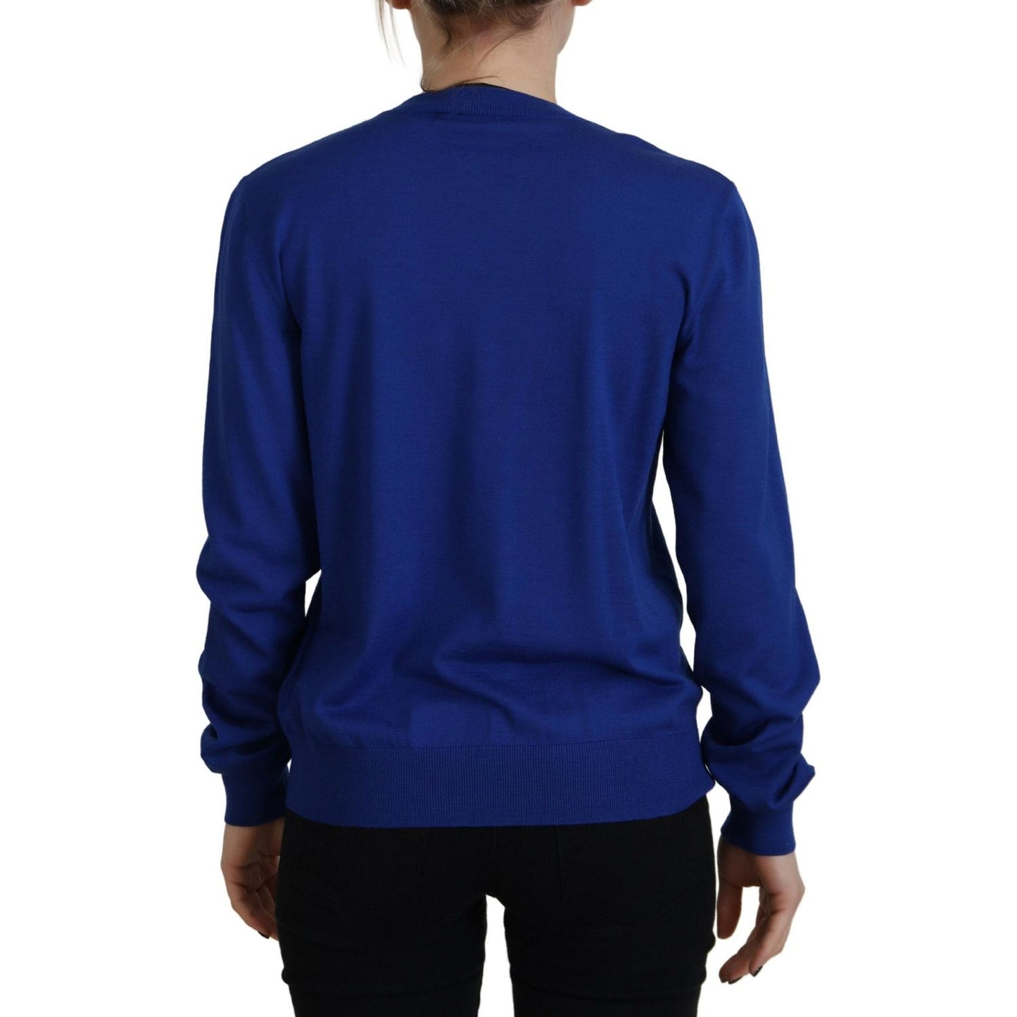 Blue Long Sleeve Crew Neck Casual Sweater