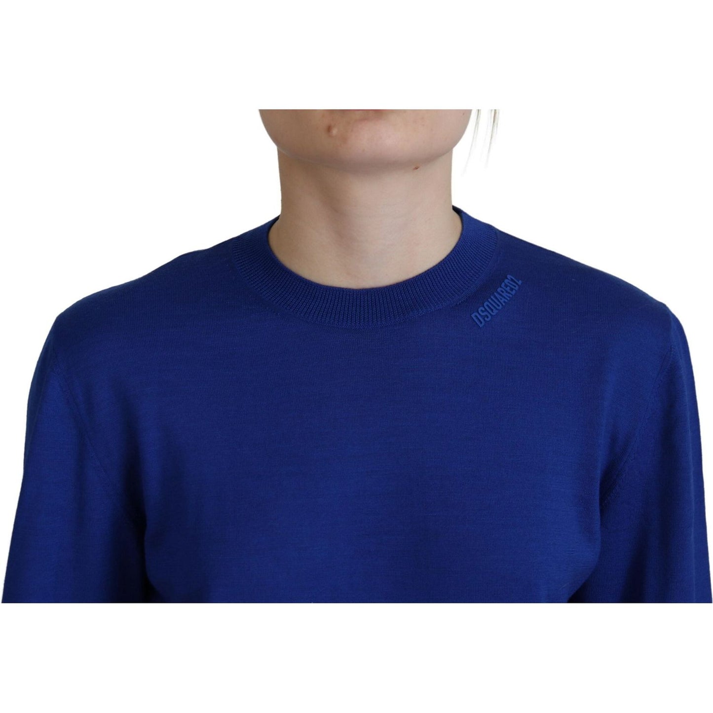 Blue Long Sleeve Crew Neck Casual Sweater