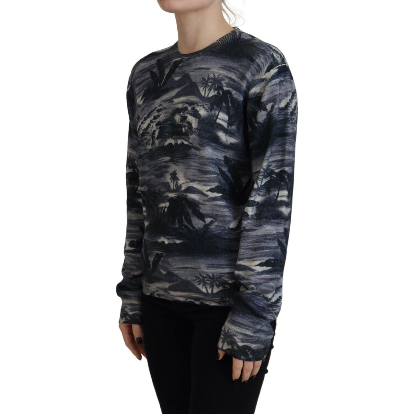 Dsquared² Black Long Sleeve Thunder Sky Print Casual Sweater Dsquared²