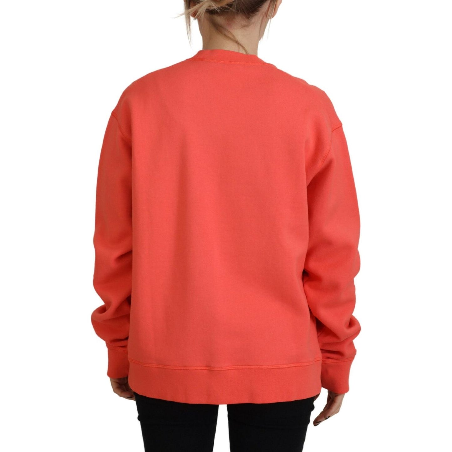 Pink Logo Embroidery Women Long Sleeve Sweater