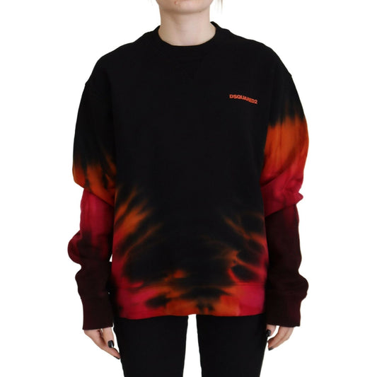 Black Tie Dye Logo Print Women Long Sleeve Sweater